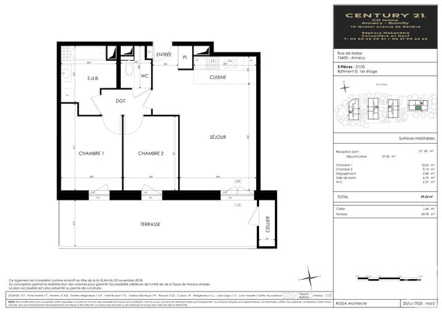 Appartement T3 &agrave; vendre - 3 pi&egrave;ces - 59,24 m2 - Seynod - 74 - RHONE-ALPES