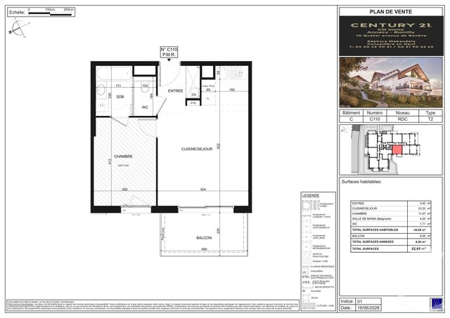 Appartement T2 &agrave; vendre - 2 pi&egrave;ces - 44,68 m2 - Poisy - 74 - RHONE-ALPES
