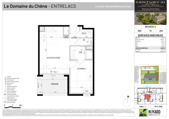 Appartement T2 &agrave; vendre - 2 pi&egrave;ces - 42,67 m2 - Entrelacs - 73 - RHONE-ALPES