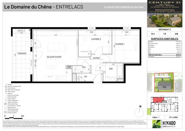 Appartement T3 &agrave; vendre - 3 pi&egrave;ces - 63,19 m2 - Entrelacs - 73 - RHONE-ALPES