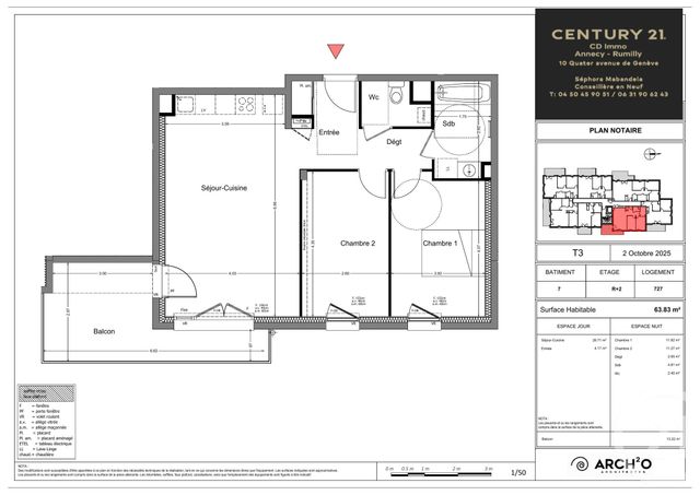 Appartement T3 &agrave; vendre - 3 pi&egrave;ces - 63,83 m2 - Rumilly - 74 - RHONE-ALPES