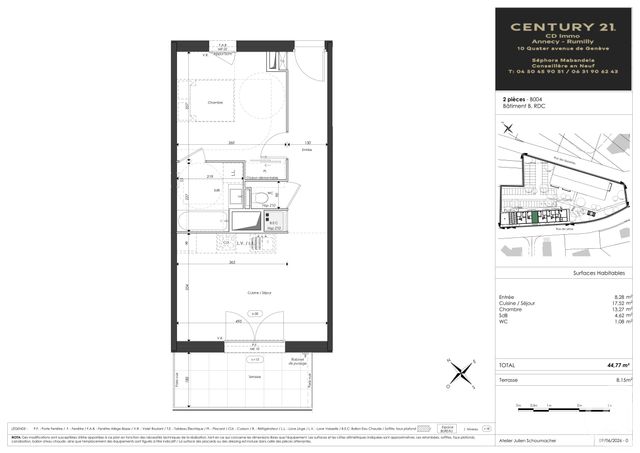 Appartement T2 &agrave; vendre - 2 pi&egrave;ces - 44,77 m2 - Faverges Seythenex - 74 - RHONE-ALPES