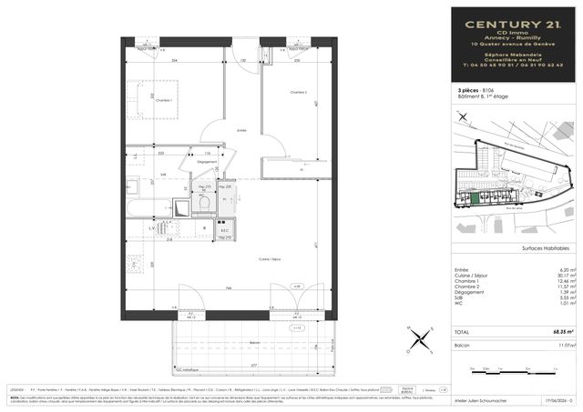 Appartement T3 &agrave; vendre - 3 pi&egrave;ces - 68,35 m2 - Faverges Seythenex - 74 - RHONE-ALPES