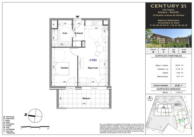 Appartement T2 &agrave; vendre - 2 pi&egrave;ces - 41,81 m2 - Faverges Seythenex - 74 - RHONE-ALPES