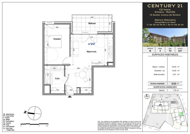 Appartement T2 &agrave; vendre - 2 pi&egrave;ces - 43,63 m2 - Faverges Seythenex - 74 - RHONE-ALPES