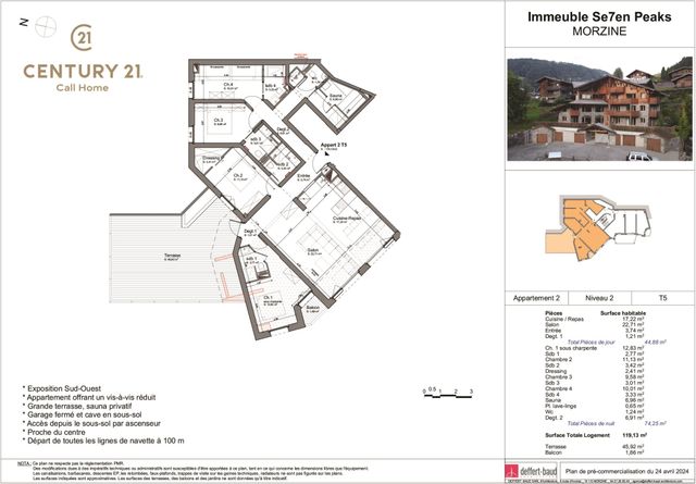 Appartement T5 à vendre - 5 pièces - 118,19 m2 - Morzine - 74 - RHONE-ALPES