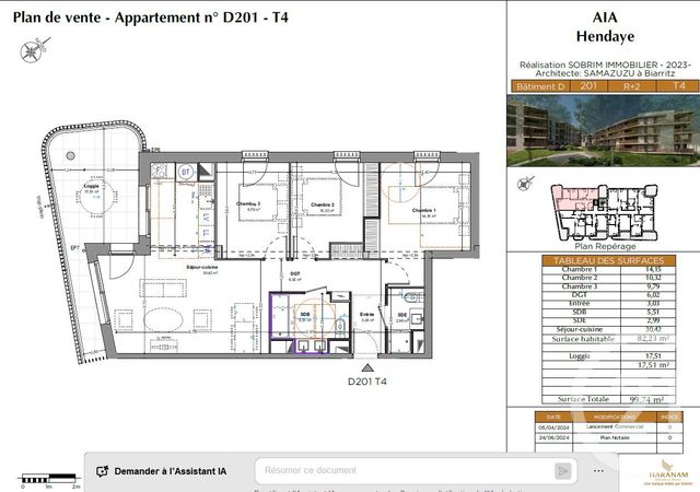 Appartement T4 &agrave; vendre - 4 pi&egrave;ces - 81,32 m2 - Hendaye - 64 - AQUITAINE