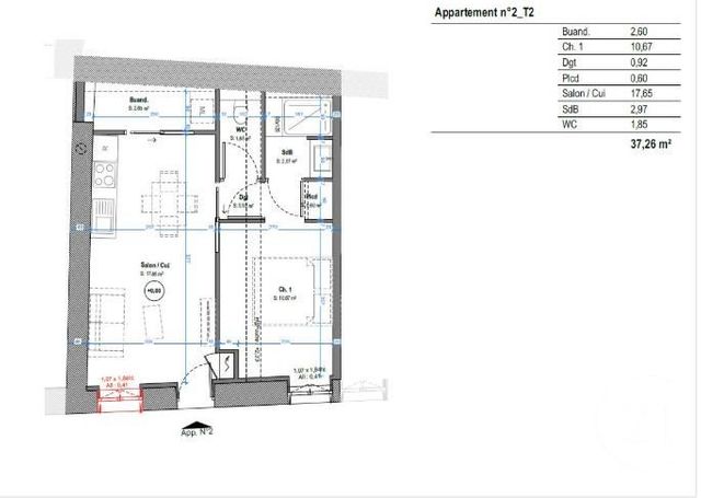 Appartement F2 &agrave; vendre - 2 pi&egrave;ces - 37,10 m2 - St Genis Laval - 69 - RHONE-ALPES