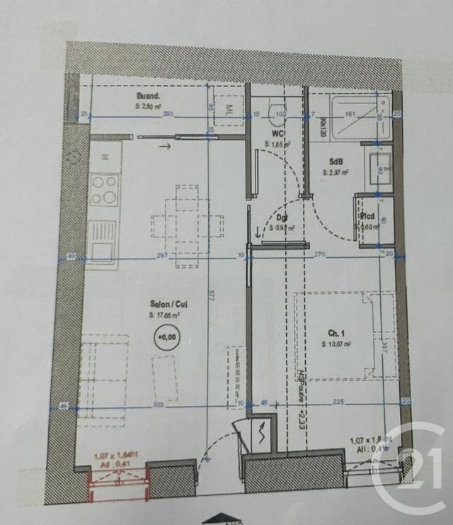 Appartement F2 &agrave; vendre - 2 pi&egrave;ces - 37,10 m2 - St Genis Laval - 69 - RHONE-ALPES
