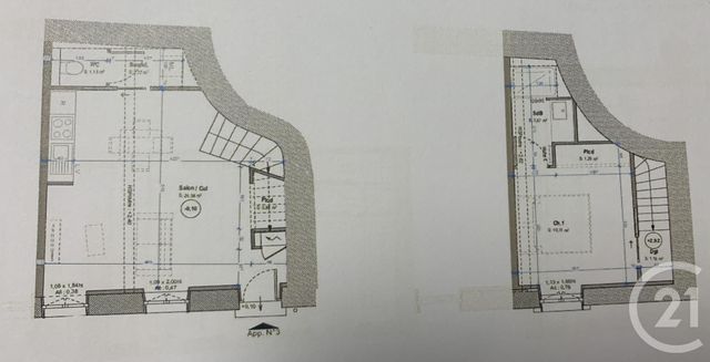 Appartement &agrave; vendre - 2 pi&egrave;ces - 42,20 m2 - St Genis Laval - 69 - RHONE-ALPES