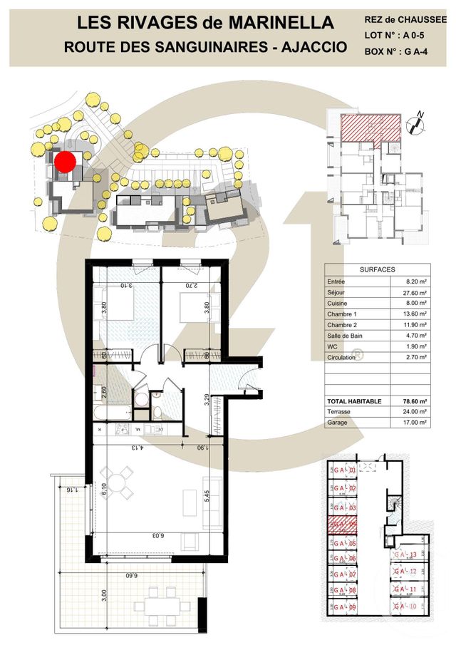 Appartement F3 &agrave; vendre - 3 pi&egrave;ces - 78,80 m2 - Ajaccio - 201 - CORSE