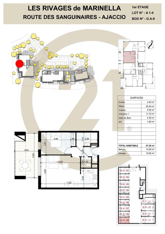 Appartement F2 &agrave; vendre - 2 pi&egrave;ces - 47,20 m2 - Ajaccio - 201 - CORSE