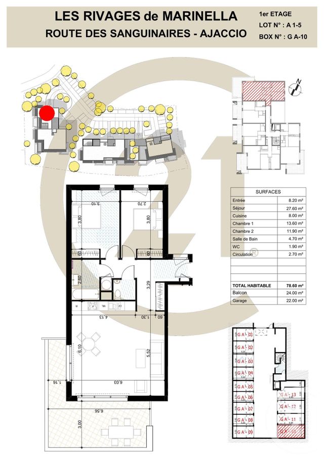 Appartement F3 &agrave; vendre - 3 pi&egrave;ces - 78,60 m2 - Ajaccio - 201 - CORSE