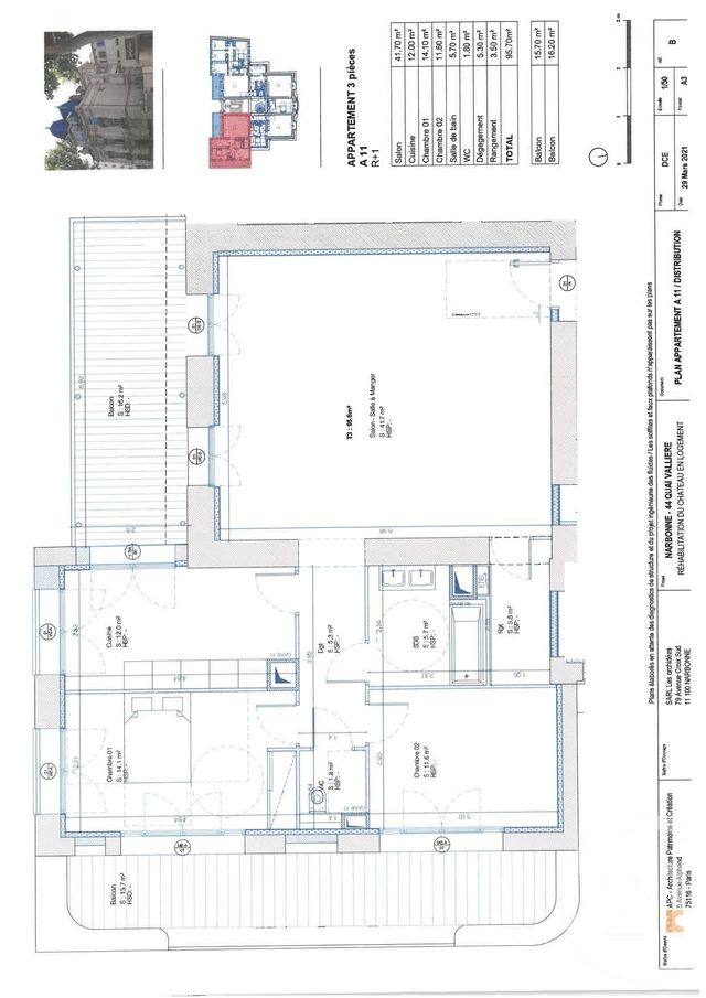 Appartement F3 &agrave; vendre - 3 pi&egrave;ces - 95,70 m2 - Narbonne - 11 - LANGUEDOC-ROUSSILLON