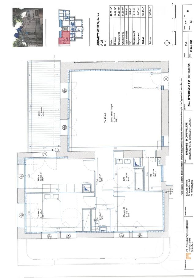 Appartement F3 &agrave; vendre - 3 pi&egrave;ces - 95,60 m2 - Narbonne - 11 - LANGUEDOC-ROUSSILLON