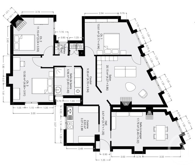 Appartement F5 à vendre - 5 pièces - 101,94 m2 - Paris - 75006 - ILE-DE-FRANCE