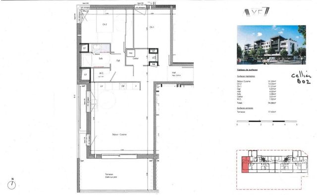 Appartement F3 &agrave; vendre - 3 pi&egrave;ces - 74,83 m2 - Bourg Les Valence - 26 - RHONE-ALPES