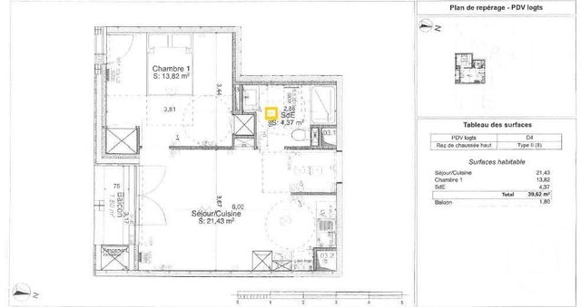 Appartement F2 &agrave; louer - 2 pi&egrave;ces - 39,62 m2 - Tours - 37 - CENTRE