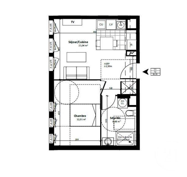 Appartement T2 &agrave; louer - 2 pi&egrave;ces - 39,53 m2 - Tours - 37 - CENTRE