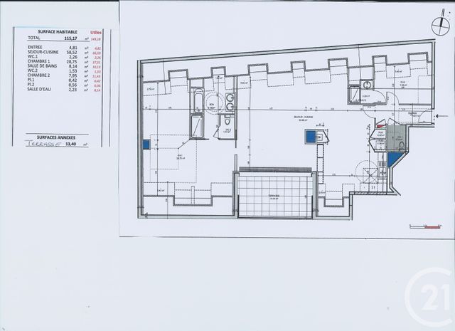 Appartement T3 &agrave; vendre - 3 pi&egrave;ces - 110 m2 - Rennes - 35 - BRETAGNE