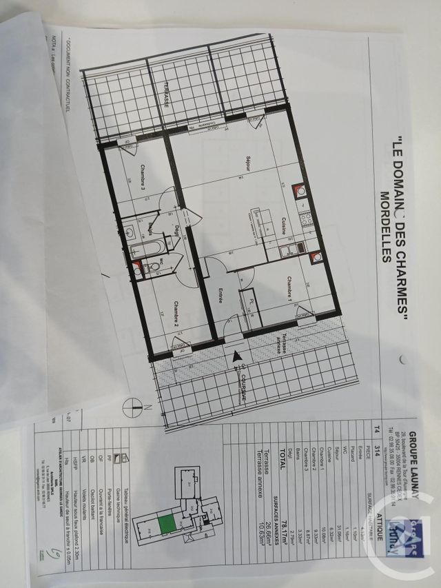 Appartement &agrave; louer - 4 pi&egrave;ces - 78,17 m2 - Mordelles - 35 - BRETAGNE