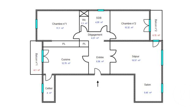 Appartement T4 &agrave; vendre - 4 pi&egrave;ces - 83,82 m2 - Peronnas - 01 - RHONE-ALPES
