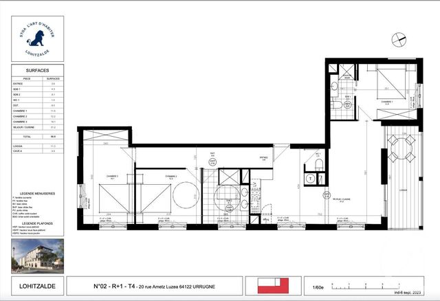 Appartement F4 &agrave; vendre - 4 pi&egrave;ces - 97 m2 - Urrugne - 64 - AQUITAINE
