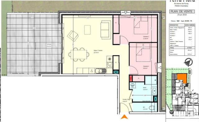 Appartement T3 à vendre - 3 pièces - 67,75 m2 - Chambery - 73 - RHONE-ALPES