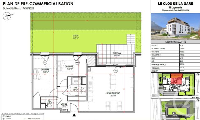 Appartement T3 à vendre - 3 pièces - 69,94 m2 - Pontcharra - 38 - RHONE-ALPES