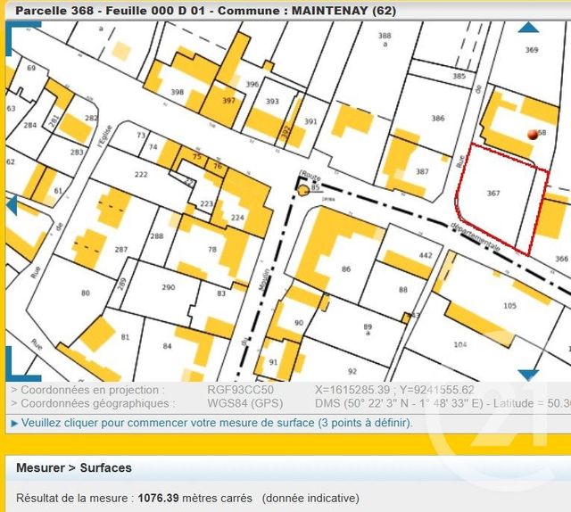 Terrain &agrave; vendre - 1000 m2 - Maintenay - 62 - NORD-PAS-DE-CALAIS