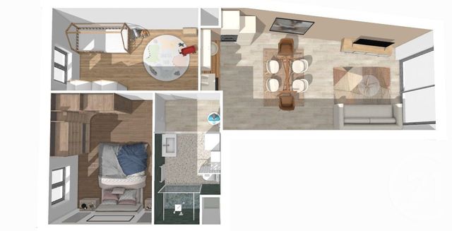 Appartement F3 à vendre - 3 pièces - 58,35 m2 - Champs Sur Marne - 77 - ILE-DE-FRANCE