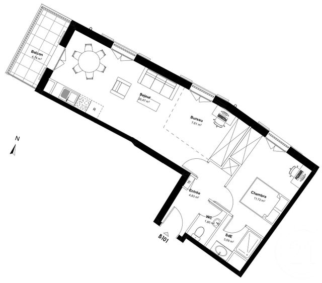 Appartement F3 &agrave; vendre - 3 pi&egrave;ces - 49,52 m2 - Champs Sur Marne - 77 - ILE-DE-FRANCE