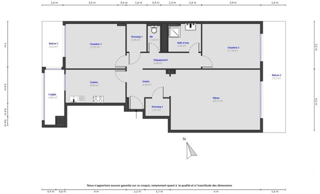 Appartement F3 à vendre - 3 pièces - 77,59 m2 - Nice - 06 - PROVENCE-ALPES-COTE-D-AZUR