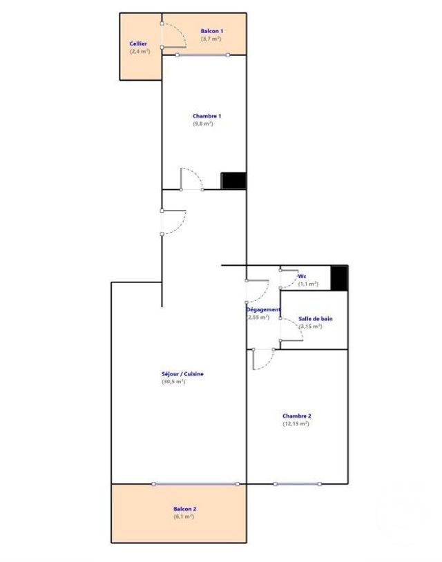 Appartement F3 &agrave; vendre - 3 pi&egrave;ces - 59,25 m2 - Nice - 06 - PROVENCE-ALPES-COTE-D-AZUR
