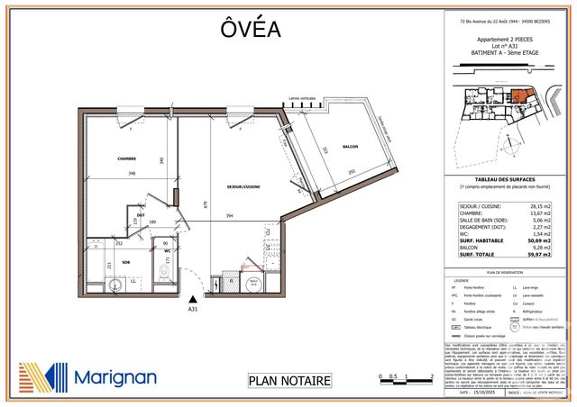 Appartement T2 &agrave; vendre - 2 pi&egrave;ces - 50,69 m2 - Beziers - 34 - LANGUEDOC-ROUSSILLON