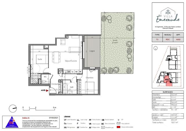Appartement T3 à vendre - 3 pièces - 70,10 m2 - Clermont L Herault - 34 - LANGUEDOC-ROUSSILLON