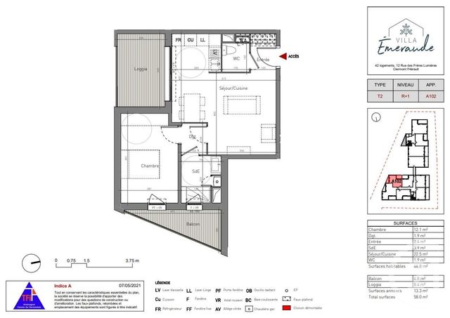 Appartement T3 à vendre - 2 pièces - 44,80 m2 - Clermont L Herault - 34 - LANGUEDOC-ROUSSILLON