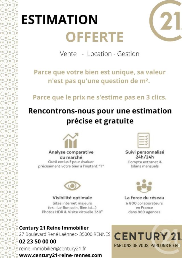 Appartement F3 &agrave; vendre - 3 pi&egrave;ces - 54 m2 - Rennes - 35 - BRETAGNE