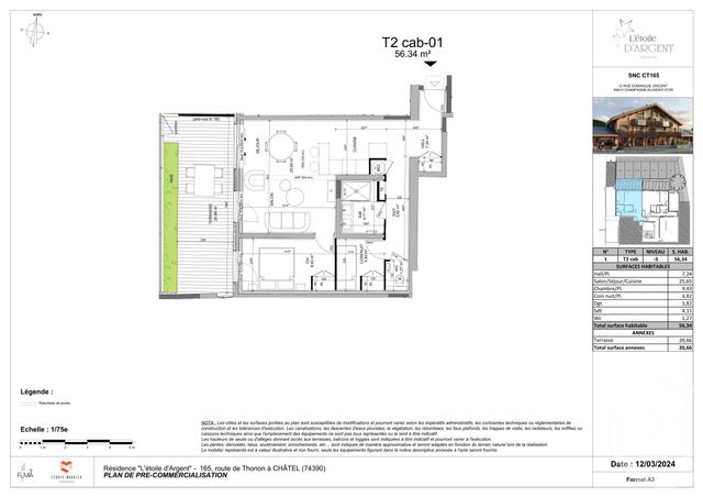Appartement F2 bis &agrave; vendre - 3 pi&egrave;ces - 56,34 m2 - Chatel - 74 - RHONE-ALPES
