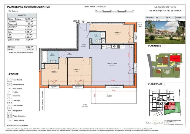 Appartement à vendre - 4 pièces - 78,04 m2 - Estrablin - 38 - RHONE-ALPES