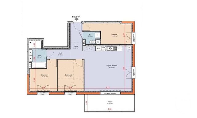 appartement à vendre - 4 pièces - 81,58 m2 - Estrablin - 38 - RHONE-ALPES