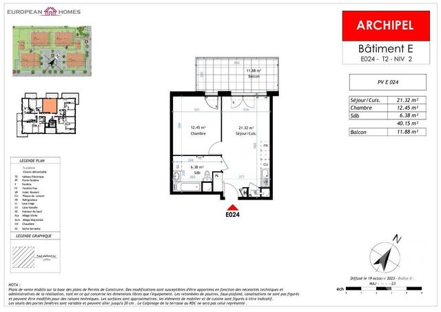 Appartement à vendre - 2 pièces - 40,15 m2 - La Verpilliere - 38 - RHONE-ALPES