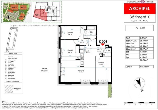 Appartement T4 &agrave; vendre - 4 pi&egrave;ces - 81,96 m2 - La Verpilliere - 38 - RHONE-ALPES