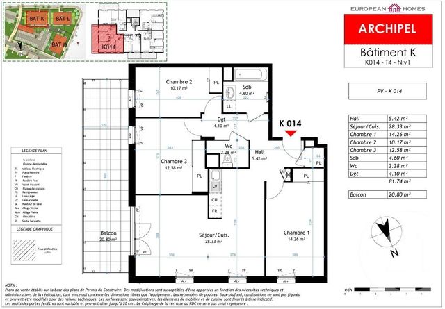 Appartement T4 &agrave; vendre - 4 pi&egrave;ces - 81,74 m2 - La Verpilliere - 38 - RHONE-ALPES