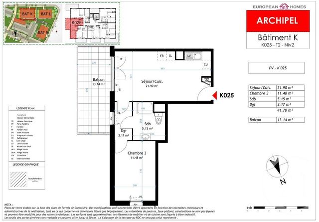 Appartement T2 &agrave; vendre - 2 pi&egrave;ces - 41,70 m2 - La Verpilliere - 38 - RHONE-ALPES