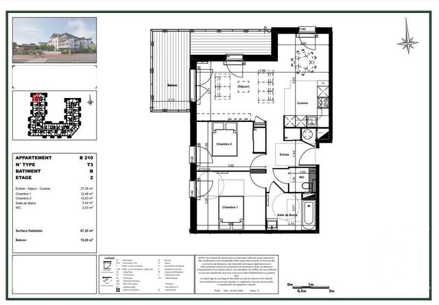 Appartement T3 à vendre - 3 pièces - 67,35 m2 - Gujan Mestras - 33 - AQUITAINE