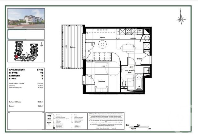 Appartement T2 à vendre - 2 pièces - 40,68 m2 - Gujan Mestras - 33 - AQUITAINE