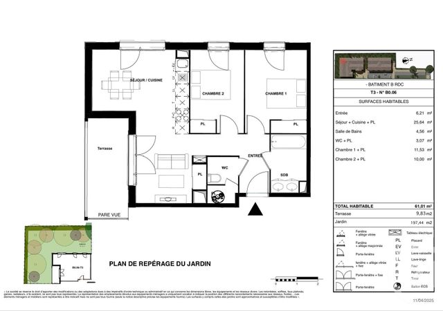 Appartement T3 à vendre - 3 pièces - 61,01 m2 - Gujan Mestras - 33 - AQUITAINE