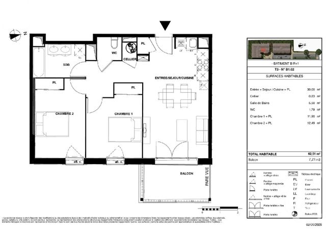 Appartement T3 &agrave; vendre - 3 pi&egrave;ces - 62,51 m2 - Gujan Mestras - 33 - AQUITAINE