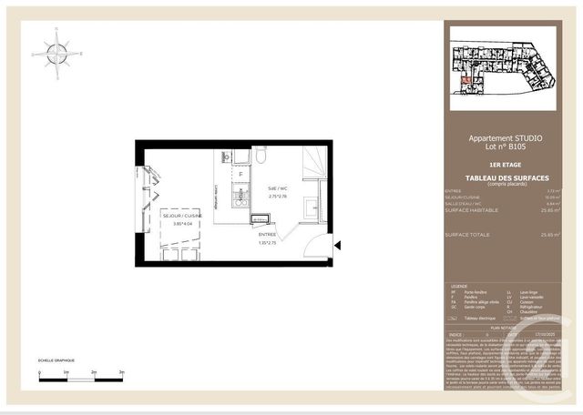 Appartement Studio à vendre - 1 pièce - 25,65 m2 - Le Teich - 33 - AQUITAINE